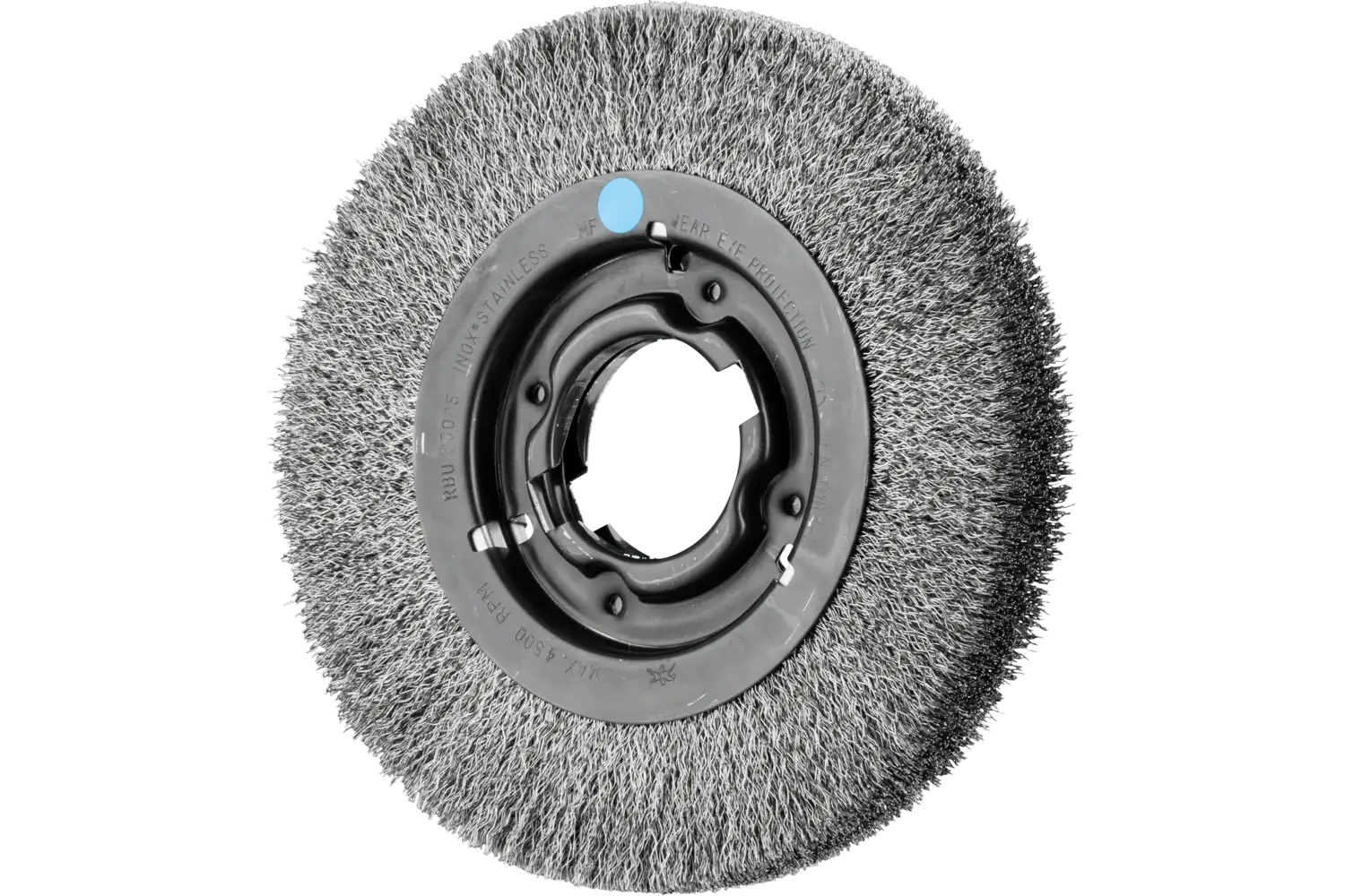 Picture of Pferd Crimped Wire Wheel Brush 8" Dia Medium Face .012 Stainless Steel 2" Keyed Arbor